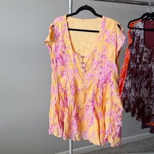Free People Yellow and Pink Tunic